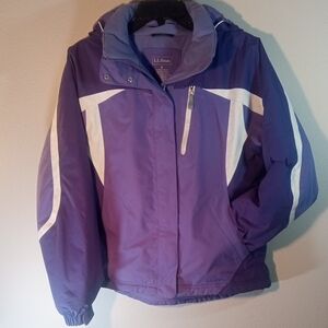 L.L. Bean Women's Ski Jacket in Purple and White, Size Small